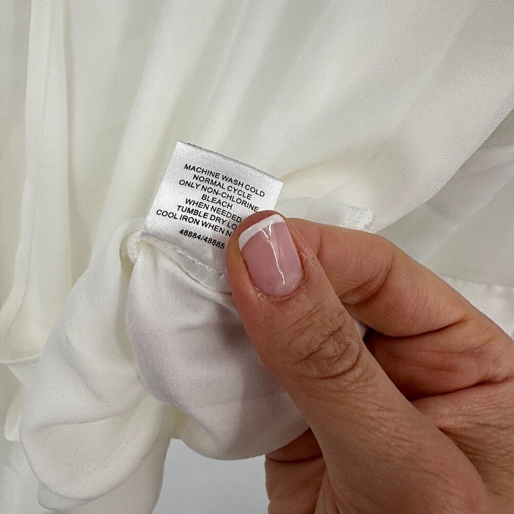 41 Hawthorn Womens Blouse Small White Surplice Neckline Bell Sleeve Top Preppy - Picture 7 of 14